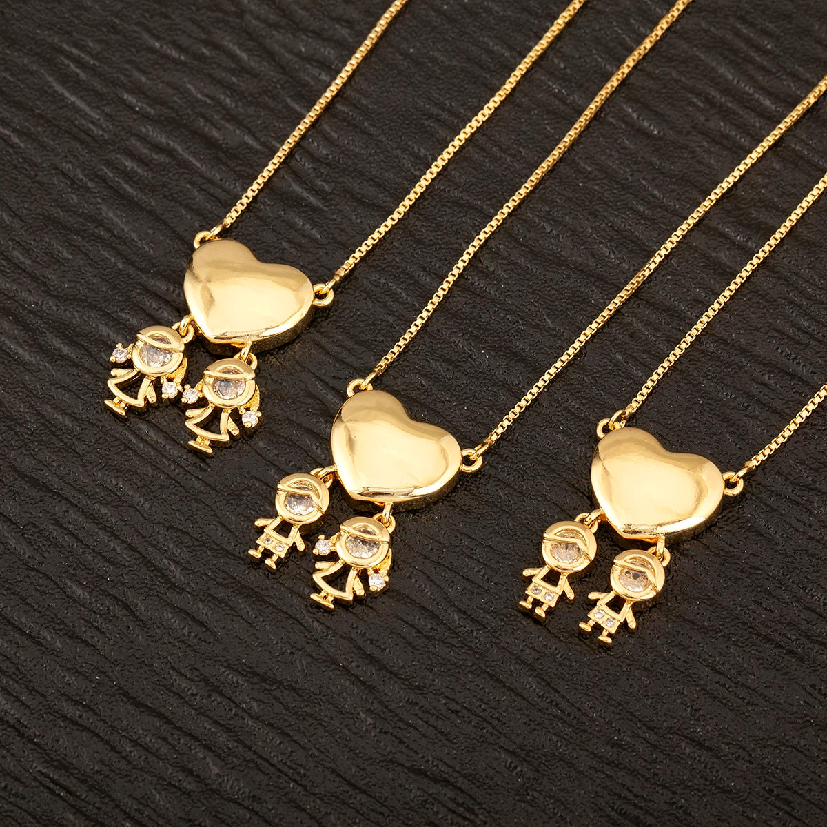 QIKU Trendy Copper Zircon Boy and Girl Pendant Necklace Hypoallergenic Couple Gift for Woman Man Pendant Necklace