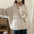 2024 Cardigans for Women Knit 3d Embroidery Custom Design Double Pockets Jacket Casual v Neck Button Coat Top