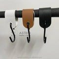 Custom gold logo black rail display leather Wig hanger hair bundle hook for shop display