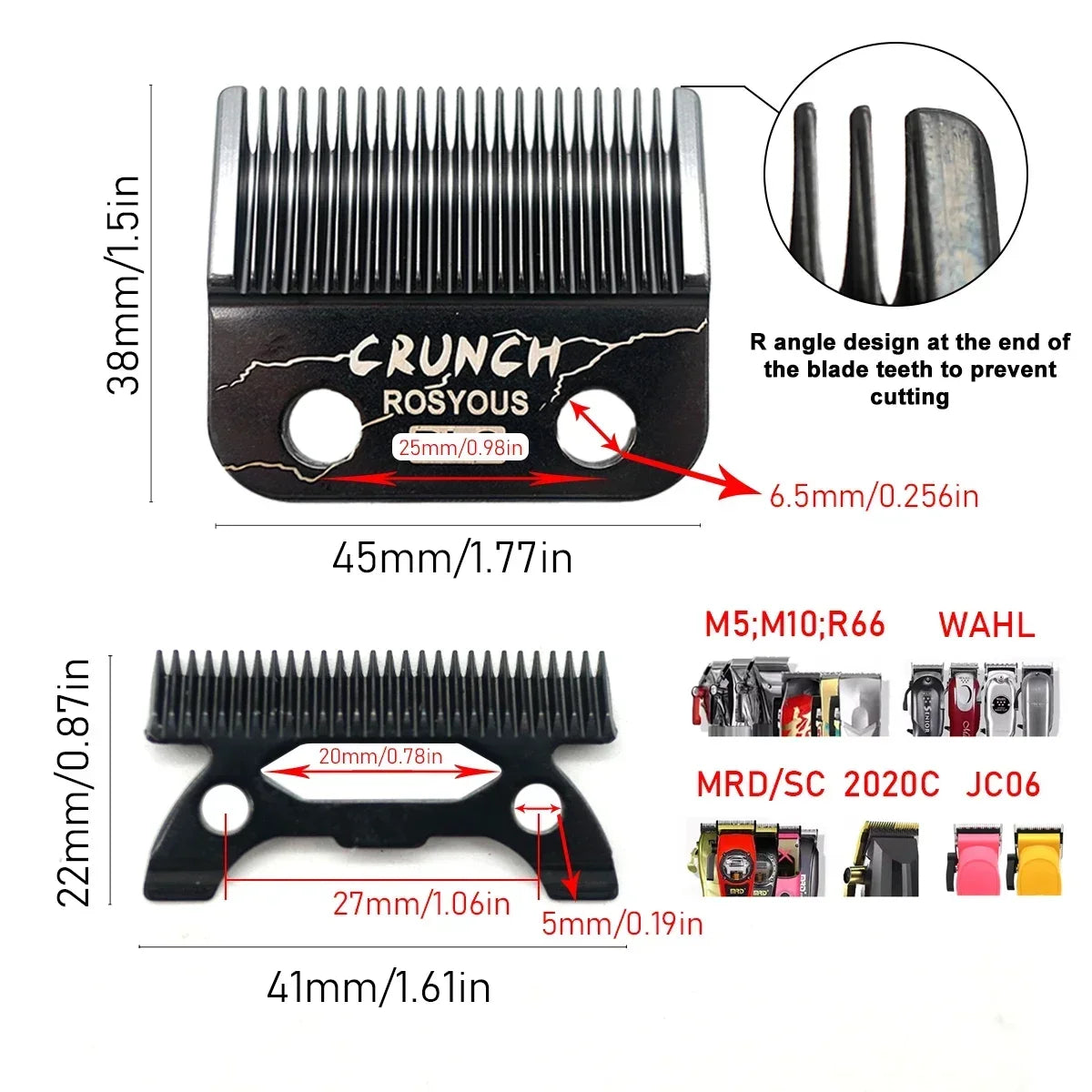 Hair Clipper Accessories Replacement ROSYOUS CRUNCH DLC Blade for JUCAI JC06 8148 V003 H1 R66 M10 Madeshow Wmark Kulilang VGR