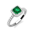 925 Sterling Silver Lab Created Gem Stone Jewelry Emerald Vintage Halo Square Engagement Ring for Women Destiny Jewellery