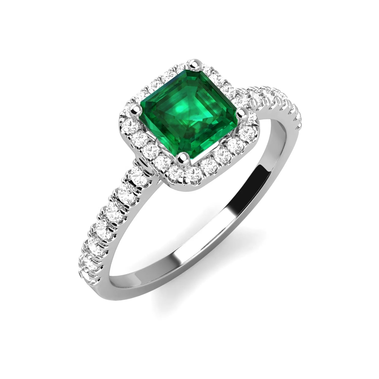 925 Sterling Silver Lab Created Gem Stone Jewelry Emerald Vintage Halo Square Engagement Ring for Women Destiny Jewellery