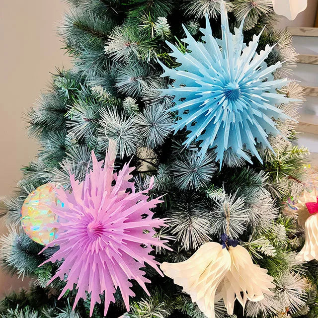 Tissue Paper Snowflake Fan 12" Indoor Christmas Hanging Ornament Factory Wholesale