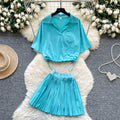 Summer Women's Casual Sets Tunic Top And High Waist Skirts Set Jogging Suits Wholesale