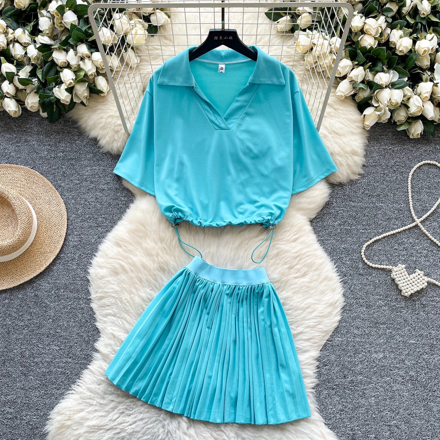 Summer Women's Casual Sets Tunic Top And High Waist Skirts Set Jogging Suits Wholesale
