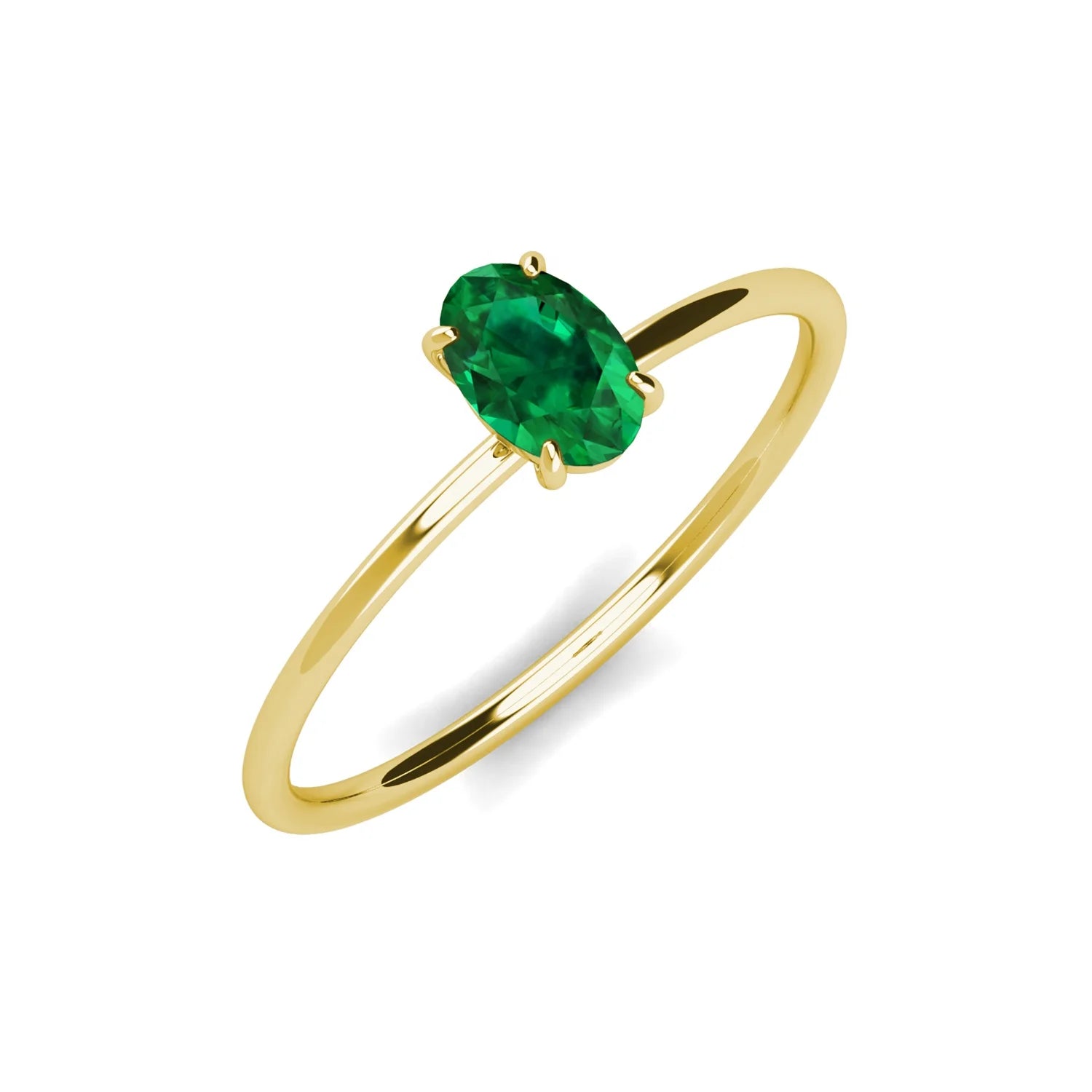 925 Sterling Silver Lab Grown Vivid Green Emerald Minimalist Women Jewelry Delicate Dainty Oval Ring 2022 Destiny Jewellery