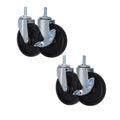 4 Inch PP Wheel Caster with 3/8 Threaded Stem 100mm Diameter Roller Bearing for Kitchen and Workshop Trolleys 4-Pack Custom Pack