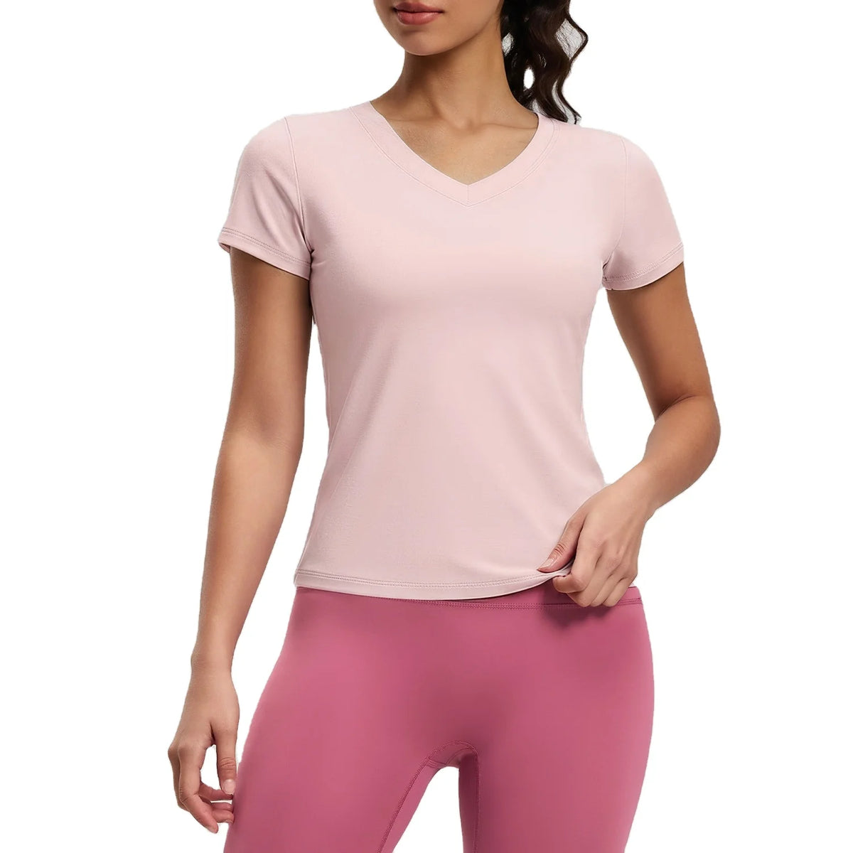 Oem Customized logo Design V Neck Compression Training-Breathable Summer Casual Solid Knitted Gym T-Shirt MegaBDM