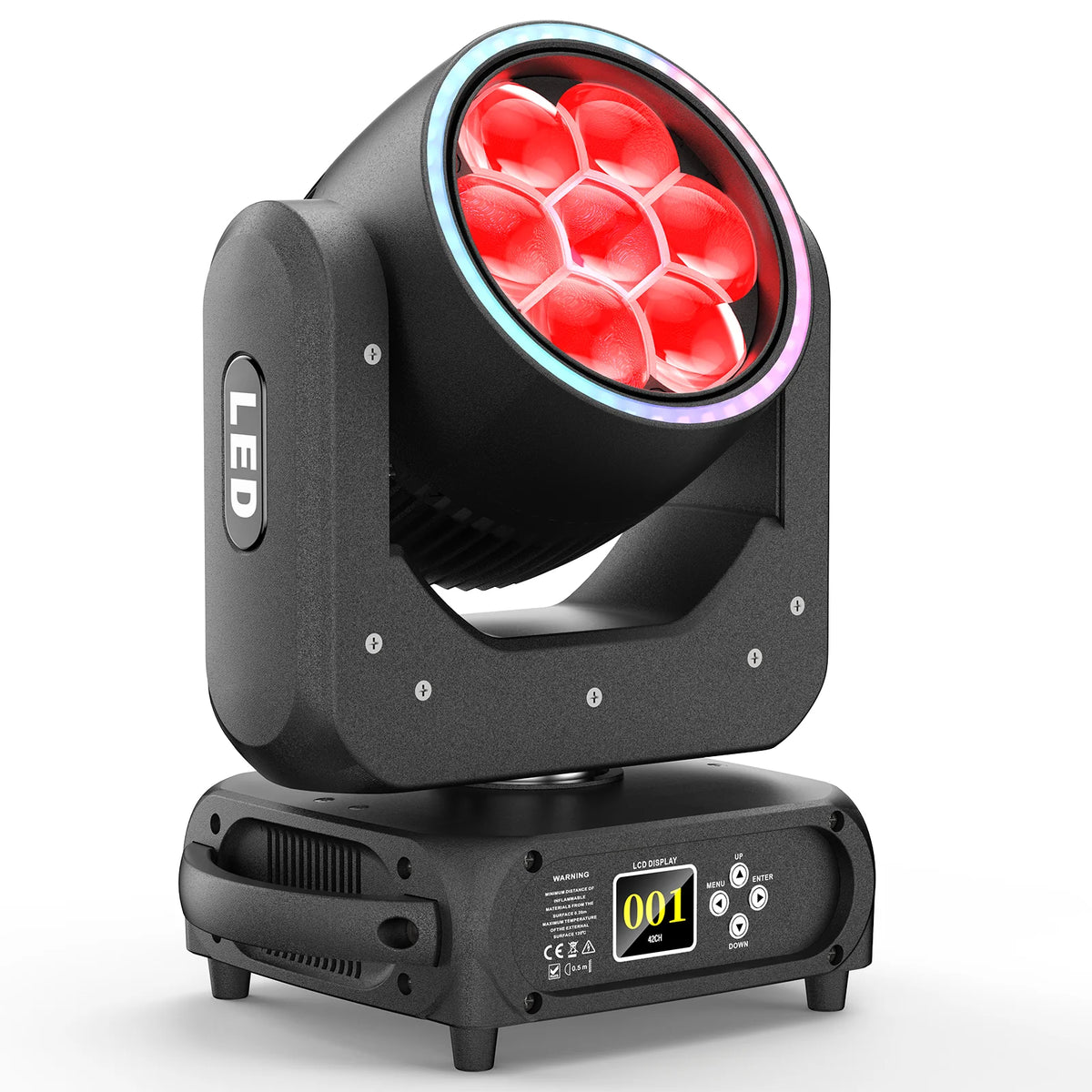 U`King 7x40w Led Wash Beam Zoom Testa Mobile Stage Light Bee Eye Moving Head Lights With RGB Halo Ring for DJ Disco Party MegaBDM