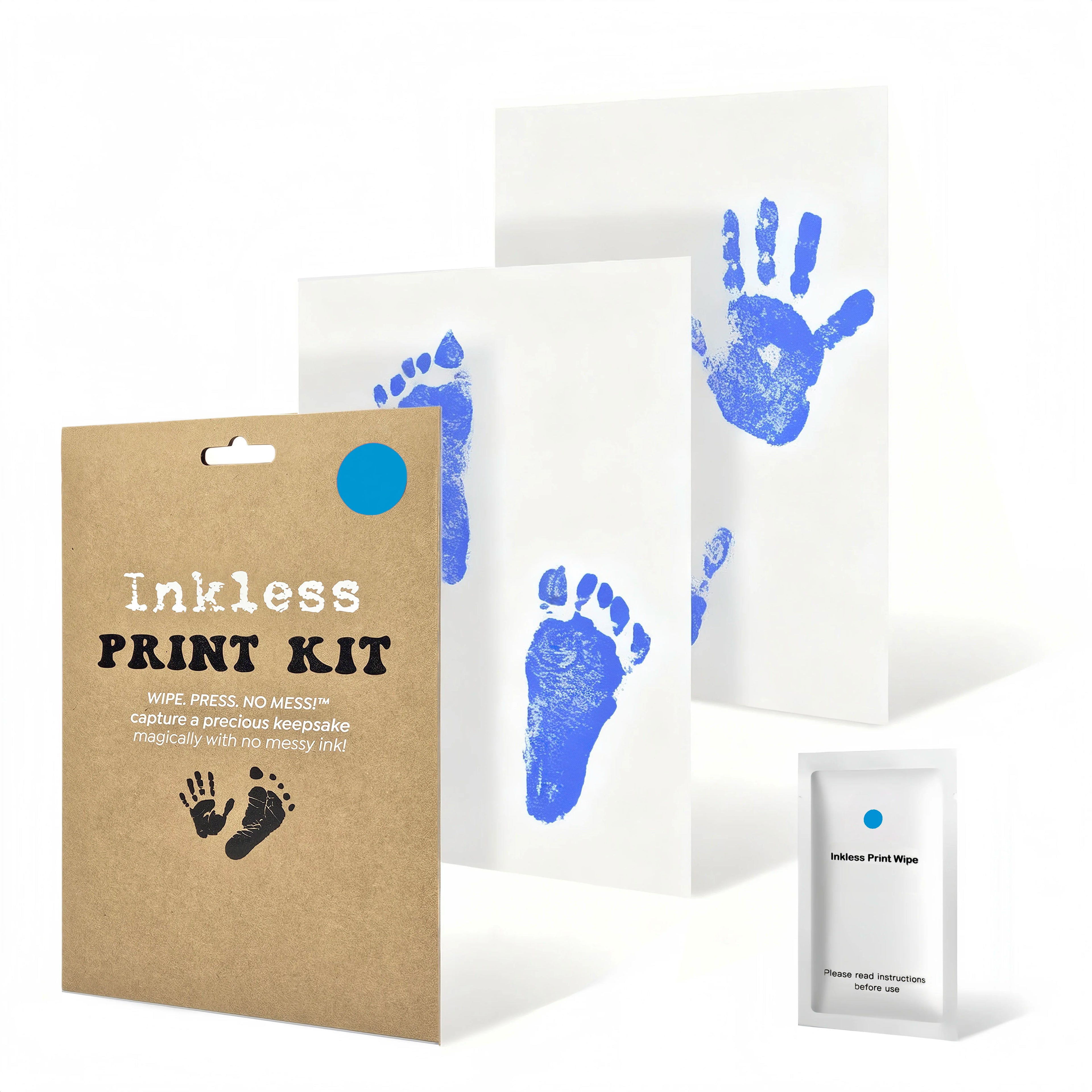 Inkless Baby Footprint & Handprint Mirror Frame Kit-Handmade Includes Milestone Cards 1 Wipe 2 Papers-for Newborns & Pets