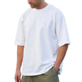 OEM Custom Logo Embroidery T Shirt 230g Mens Pure Cotton Drop Shoulder Crew Neck Plus Sizes Short Sleeve Men Plus Sizes T Shirt