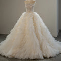 Jancember SFY222 Elegant Champagne Strapless Ruffle Ball Gown Women's Wedding Dresses