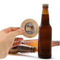 Eco Friendly Bamboo Custom Logo Round Magnetic Beer Bottle Opener Thick Wooden Coaster Beer Craft Bottle Opener
