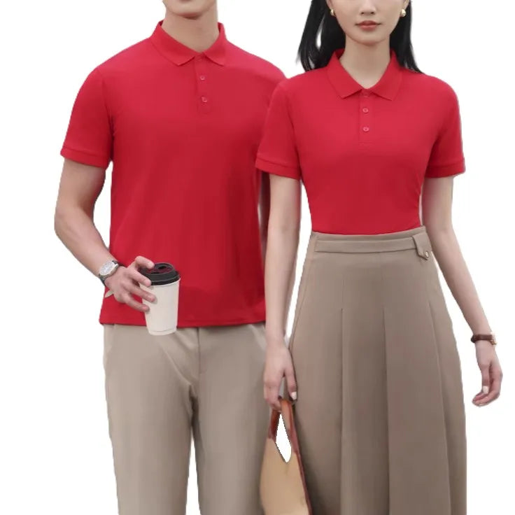 Bangladesh China Factory Price Custom Cotton Blend Polo Shirt Turn Down Collar Short Sleeve Work Uniform Advertising T Shirt