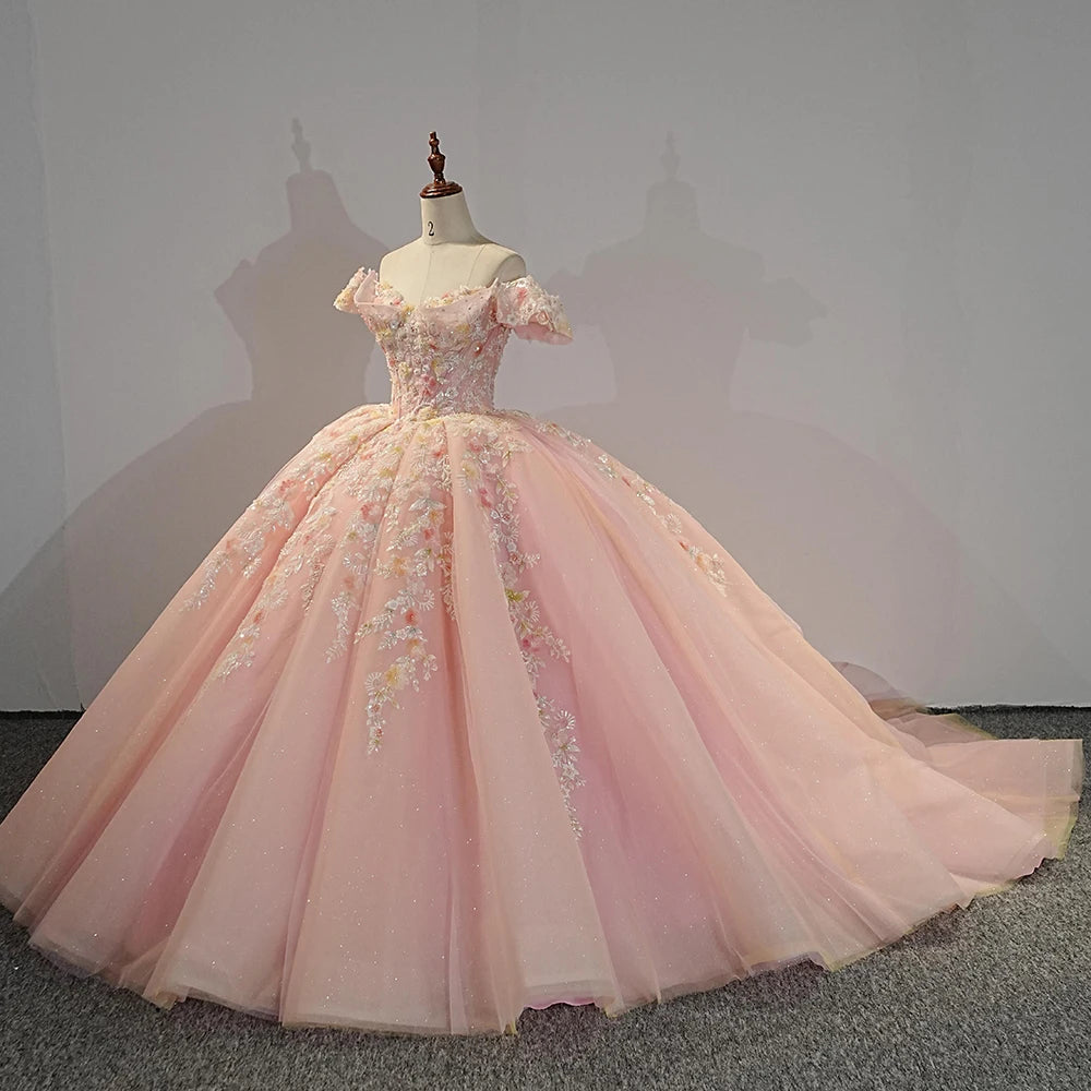 Jancember 1303 Fairy Pink Empire Puffy Plus Size Quinceanera Dresses for Girls MegaBDM