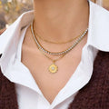 Vintage Sacred Heart Pendant Necklace 316L Stainless Steel Red Gemstone Medallion Necklace PVD Gold Plated Non Tarnish Jewelry MegaBDM