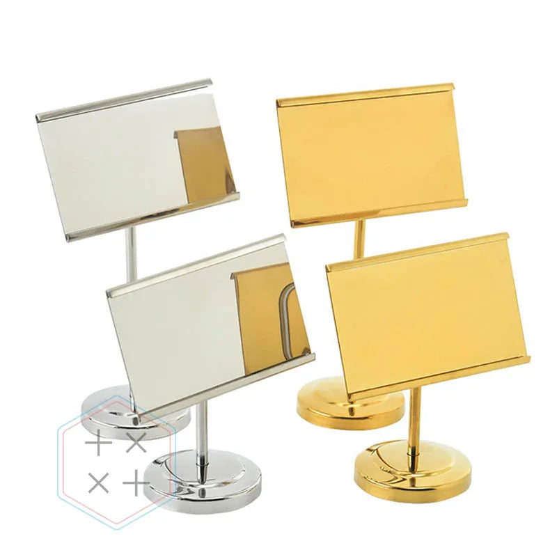 Luxury Stainless Steel Table Metal Business Card HoldersTable Menu Card rack for Wedding Party Hotel