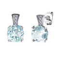 Hypoallergenic 925 Sterling Silver Natural Gem Stone Jewelry Light Blue Topaz Luxury Stud Earrings for Women Destiny Jewellery