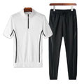 OEM Customized Logo Design Men's Summer Ice Silk Breathable Stretch Short-sleeved Trousers t Shirt Suit Large Size Sports Suit
