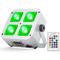 U`King Rechargeable White Square Par Lights 4X10W RGBWA+UV LED Battery Powered Uplights DMX Stage Lights for DJ Wedding Party MegaBDM