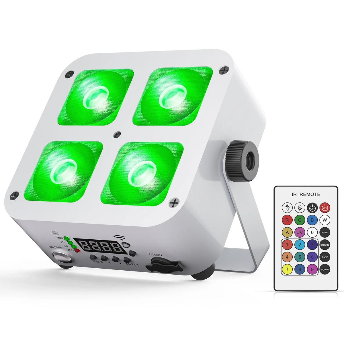 U`King Rechargeable White Square Par Lights 4X10W RGBWA+UV LED Battery Powered Uplights DMX Stage Lights for DJ Wedding Party MegaBDM