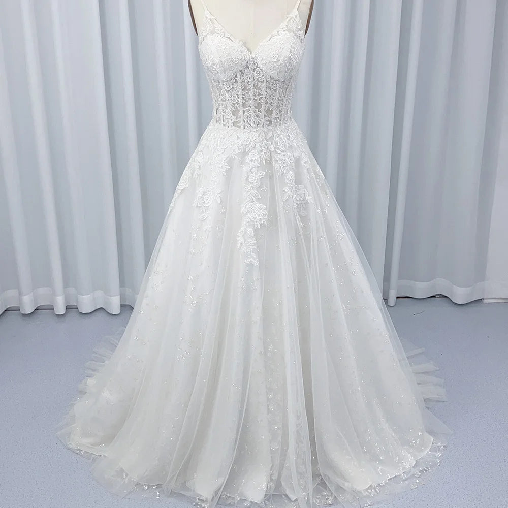 Jancember HX52 Traditional Spaghetti Strap Modest Wedding Women's Dresses
