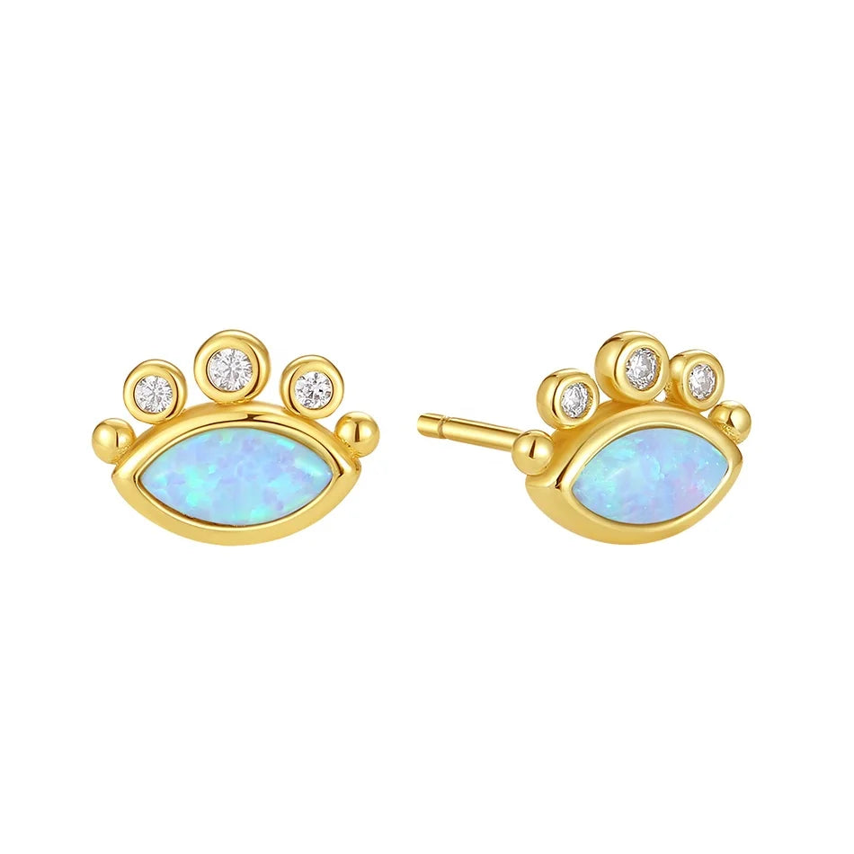 Nagosa Fine Wholesale Jewelry 14k 18k Gold Vermeil 925 Sterling Silver Marquise Opal Cz Eye Mini Stud Earrings Women Daily