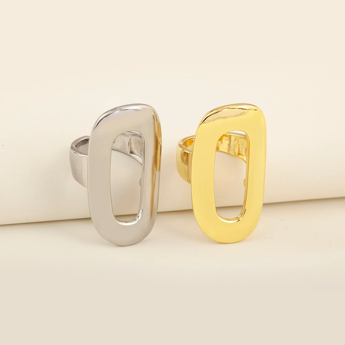 QIKU New Adjustable Open Ring Minimalist Irregular Geometric Fashion Jewelry Ring for Women and Men Daily Wear Gift