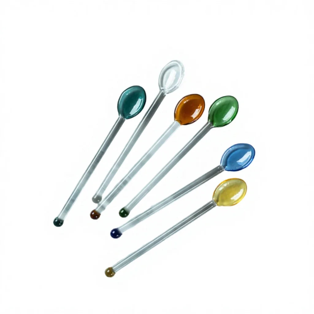 Modern Minimalist Handmade Eco-Friendly Heat-Resistant Lightweight Colored Durable Borosilicate Glass Spoons Chien Keng 15cm MegaBDM