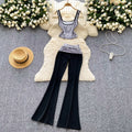 Summer Women's Y2K Sets Top And High Waist Patchwork Leopard Set American Clothing Wholesale
