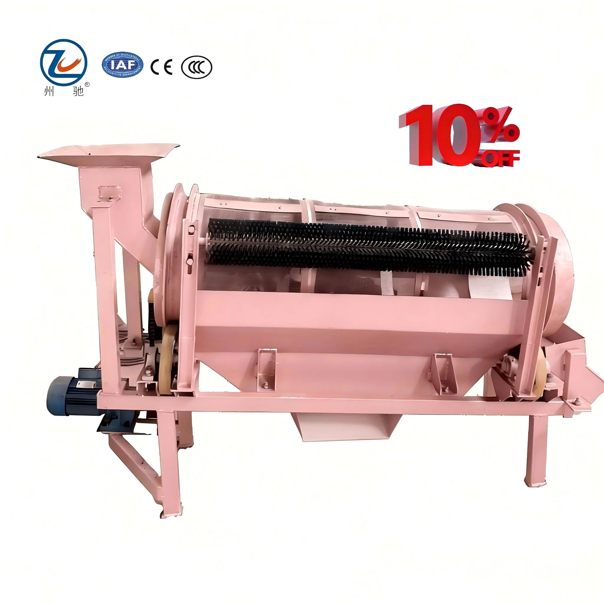 ZHOUCHI 380V 320KG 2290x820x1380MM 1.5m Drum Sand Screening Machine Motor Wear-Resistant Carbon Steel Ore Gravel Aggregate