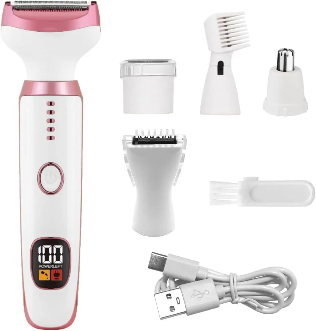 new 5 in 1 Shaving Kit LED Electric Epilator Waterproof Washable Body Epilator for Lady Shaver Body Bikini Grooming Kit