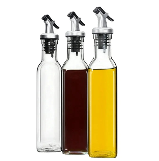 Clear Glass Olive Oil Dispenser Bottles Olive Oil  Vinegar Bottle Includes Pourers Funnel and Labels Cooking Oil