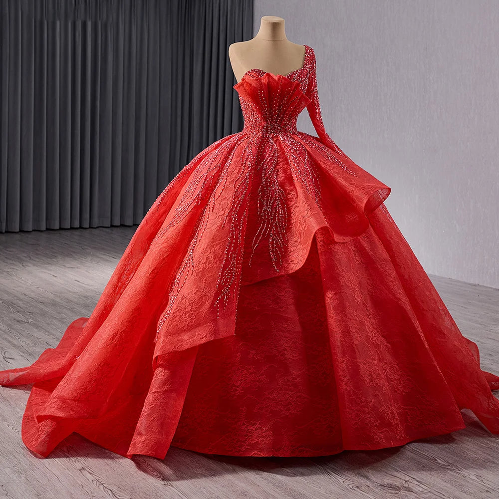 Jancember 241062 Vintage One Shoulder Sequins Ball Gown Evening Party Dresses MegaBDM