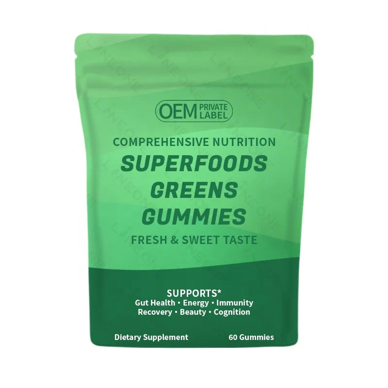 Super Greens Gummies Multivitamin Bears Superfood Gummy with Spirulina Chlorella Prebiotics and Fiber for Digestive Health MegaBDM
