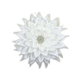 5 Inch All White Wedding Engagement Gift Dress Corsage Kanzashi Satin Flower Silver Plated Crystal Rhinestone Pin Brooch