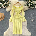 2025 Summer Elegant Turn-down Collar Tunic Slim Casual Maxi Dress for Women Flare Sleeve Empire Lace Dress