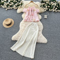 Summer Women's Roman Sets Halter Puff Sleeve Top And Mesh Skirts Set Clothing Wholesale