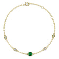 Sterling Silver 925 Lab Grown Gemstone Vivid Green Emerald Thin Chain Bracelet Jewelry for Women Destiny Jewellery