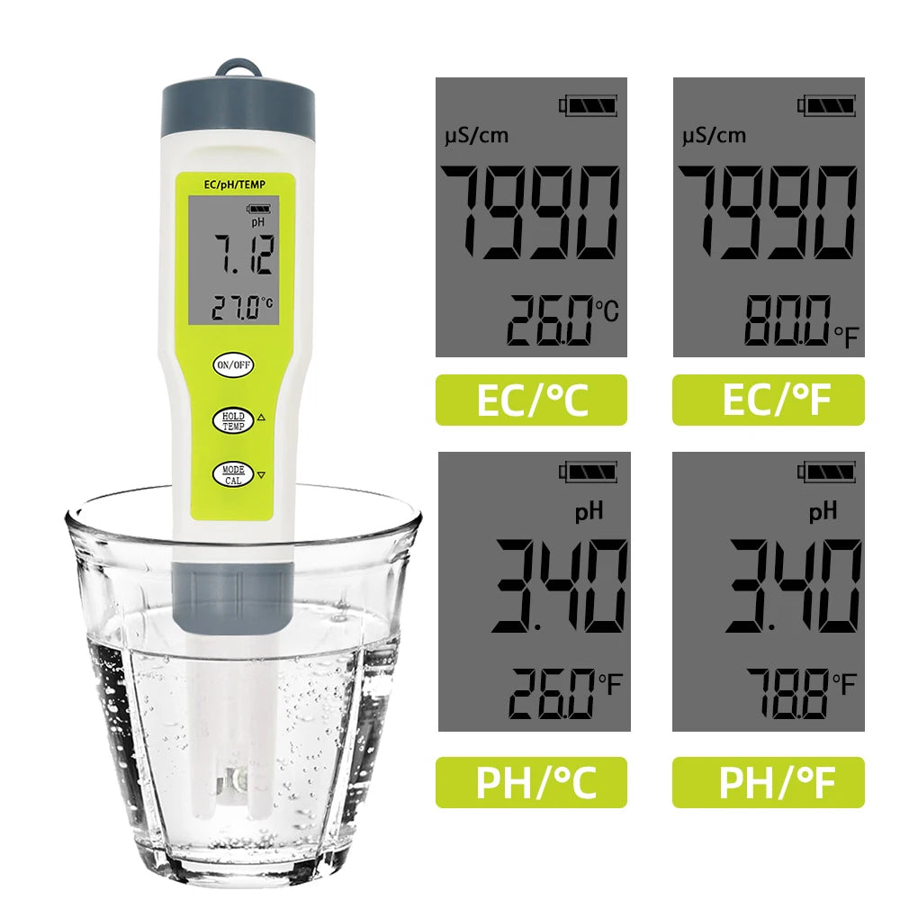 High Accuracy Tester Pen 3 in 1 Ec Meter Conductivity Test Pen for Hydroponic Tower Vertical Farming Garden MegaBDM