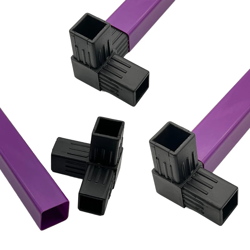 China Manufactured Black Plastic Tube Connector 3-Way Coupling with Plated Surface 90 Degree Plastic Square Tube Corner Fittings