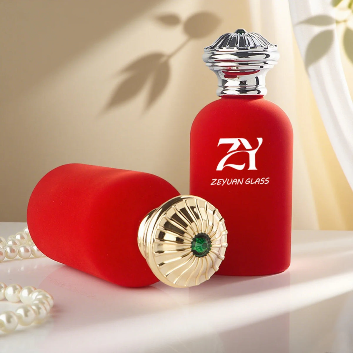 Unique 100ml Velvet Flocked Glass Perfume Bottle with Zinc Alloy Cap Custom Empty Fragrance Packaging Manufacturer Luxury MegaBDM