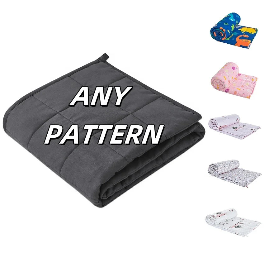Customized Printing Organic Cotton Children Any Pattern Weighted Blanket for Kids Cartoon Print Blanket Soft Home Use