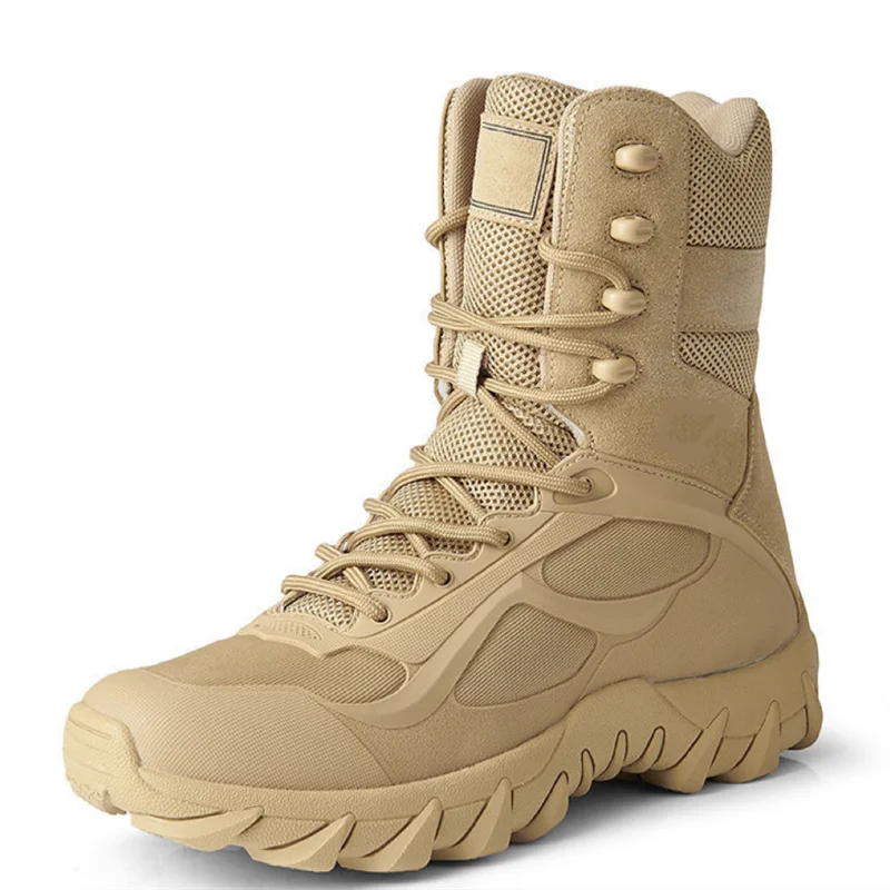 WANZHUO High-Top Tactical Boots Suede Leather & Nylon Upper Four Seasons for Hiking Climbing Training Camping Customized Logo