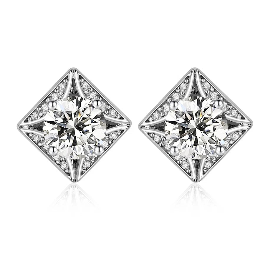 Perfect White Moissanite Diamond 18k Gold Plated 925 Silver Square Earrings Destiny Jewellery Wedding Women Jewelry