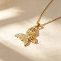 QIKU Wholesale Fashion Design Butterfly Shape Gorgeous Necklace Sweet 12 Colors Inlaid Crystal Chain Women Party Jewelry