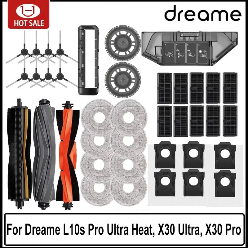 Dreame L10s Pro Ultra Heat, X30 Ultra, X30 Pro Accessories Vacuum Cleaner Replacement Main Side Brush Filter Mop Dust Bag