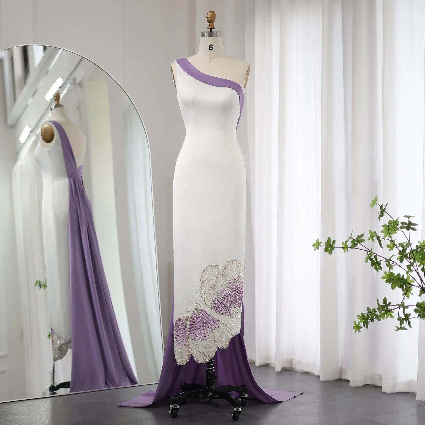 Jancember SCZ206 Classic Lilac Simple Sequins Women's Evening Party Prom Dresses