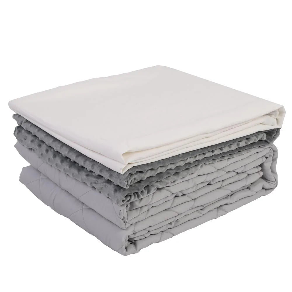 Wholesale Warm Two Piece Suit Fleece Minky Quilt Bedspreads Quilt Cover and Cotton Weighted Blanket