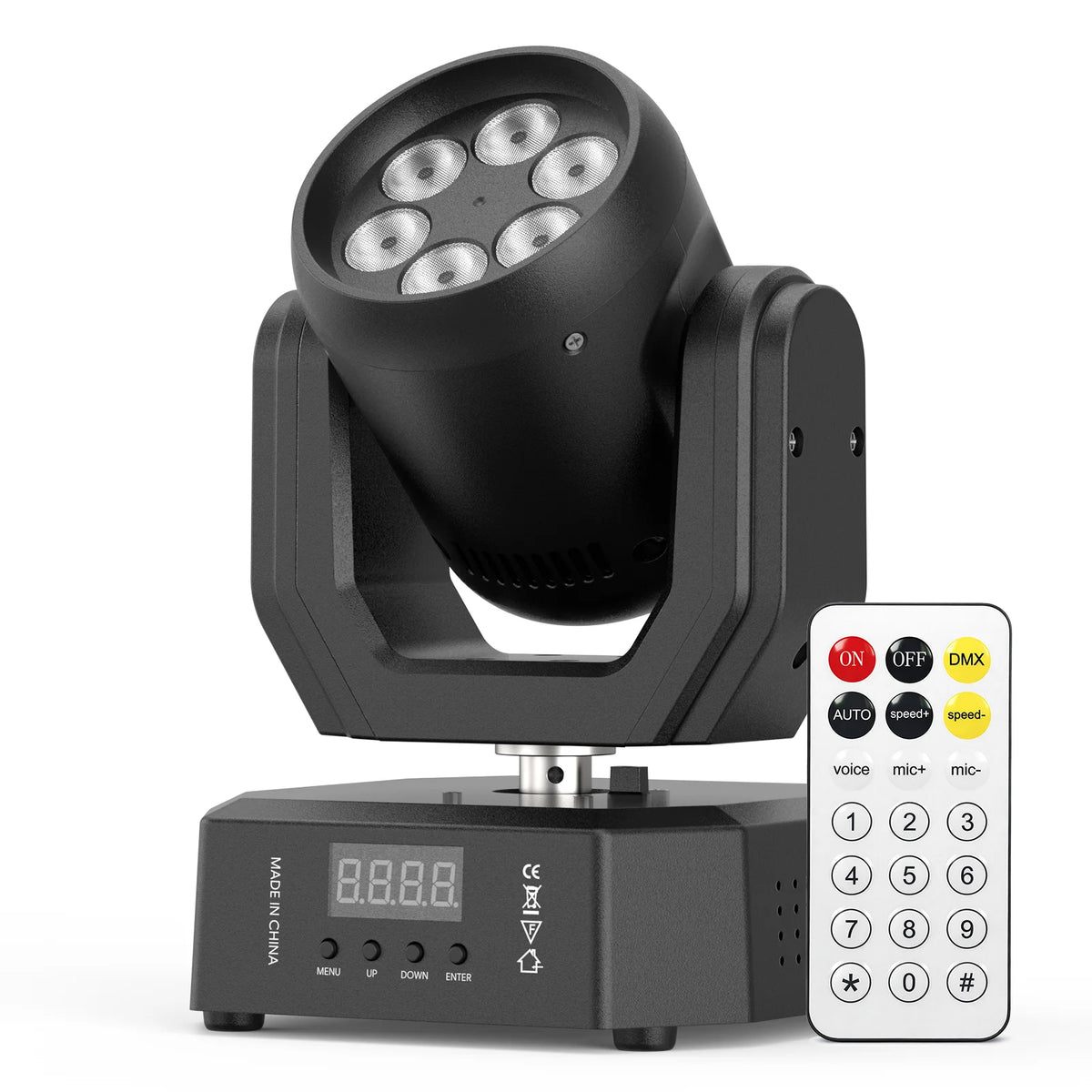 U`King 60W Mini Wash Moving Head Light DMX Remote Control RGBW Effect Stage Lights for Home Disco Club DJ Show MegaBDM